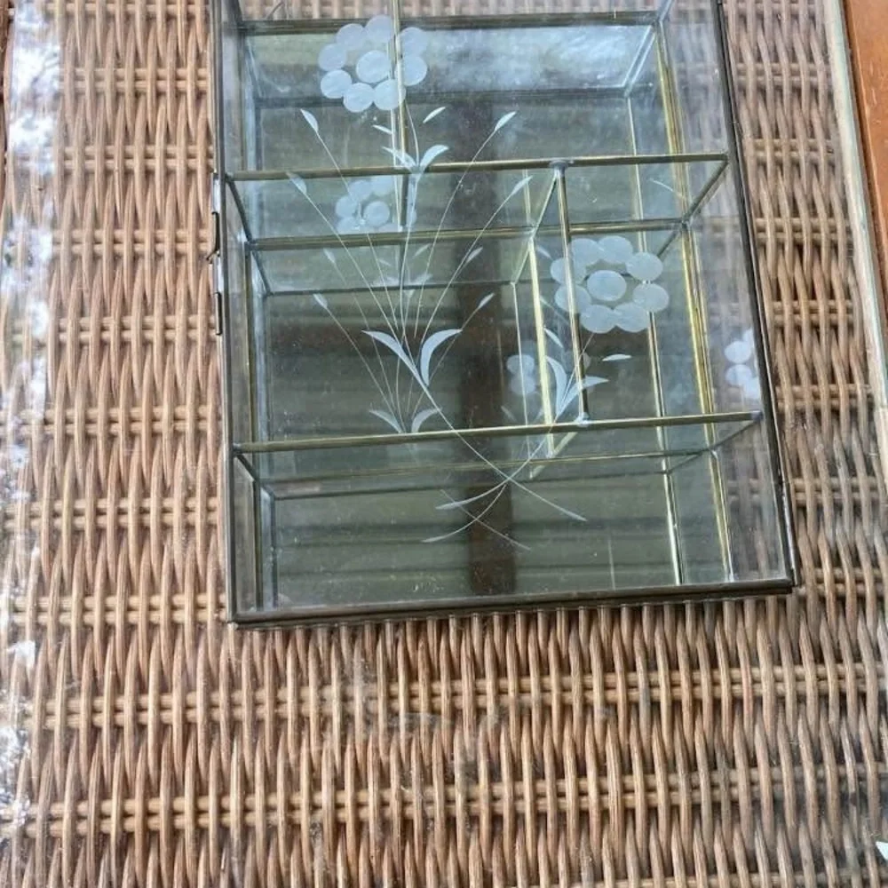 Glass Display Box with Floral Design